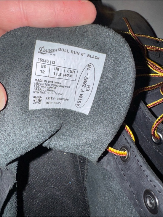 Danner Black Leather Work Boots with Cream Sole and Yellow-Red Laces main image 4